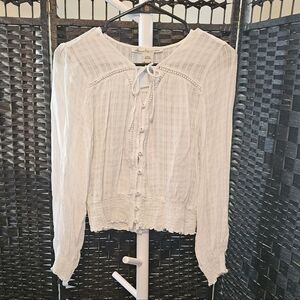 American Rag Medium White Button Up Long Sleeve Blouse